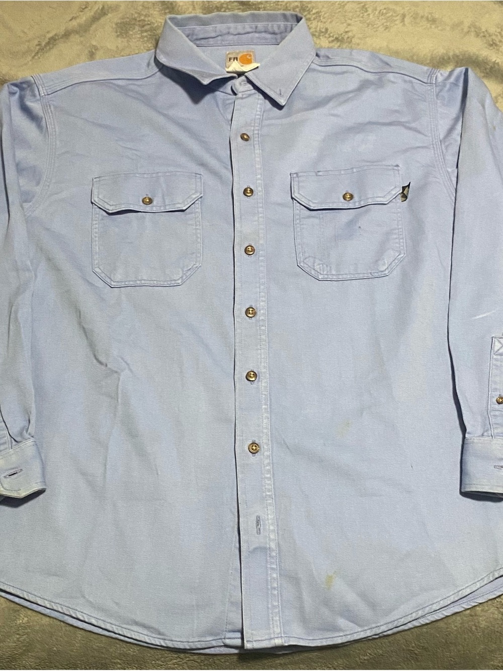 Carhartt FR Light Blue Men's Long-Sleeve Button-Down Work Shirt